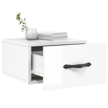 vidaXL Κομοδίνο Επιτοίχιο Γυαλιστερό Λευκό 35x35x20cm 1 τεμ.