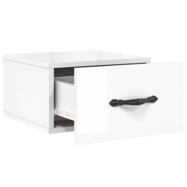 vidaXL Κομοδίνο Επιτοίχιο Γυαλιστερό Λευκό 35x35x20cm 1 τεμ.