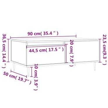 vidaXL Τραπεζάκι Σαλονιού Γκρι Σκυροδ. 90x50x36,5cm Επεξεργ. Ξύλο 1 τεμ.