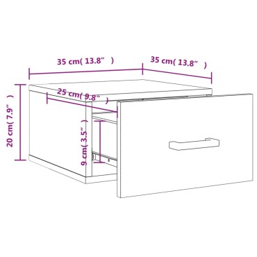 vidaXL Κομοδίνο Επιτοίχιο Γκρι Σκυροδέματος 35x35x20cm 1 τεμ.