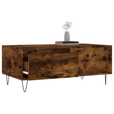 vidaXL Τραπεζάκι Σαλονιού Καπνιστή Δρυς 90x50x36,5cm Επεξεργ. Ξύλο 1 τεμ.