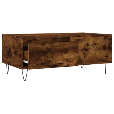 vidaXL Τραπεζάκι Σαλονιού Καπνιστή Δρυς 90x50x36,5cm Επεξεργ. Ξύλο 1 τεμ.