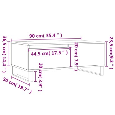 vidaXL Τραπεζάκι Σαλονιού Καφέ Δρυς 90x50x36,5cm Επεξεργασμ. Ξύλο 1 τεμ.