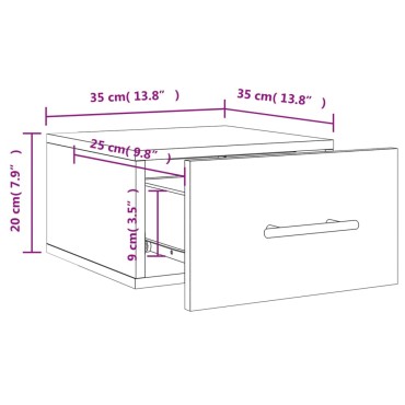 vidaXL Κομοδίνο Επιτοίχιο Μαύρα 35x35x20cm 1 τεμ.