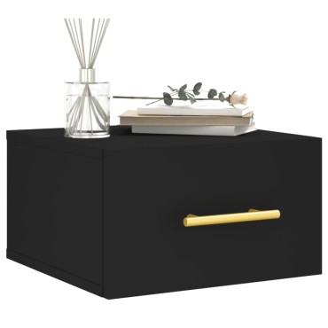 vidaXL Κομοδίνο Επιτοίχιο Μαύρα 35x35x20cm 1 τεμ.