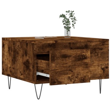 vidaXL Τραπεζάκι Σαλονιού Καπνιστή Δρυς 55x55x36,5cm Επεξεργασμ. Ξύλο 1 τεμ.