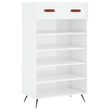 vidaXL Παπουτσοθήκη Γυαλιστερό Λευκό 60x35x105cm Επεξεργασμένο Ξύλο