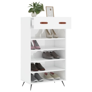 vidaXL Παπουτσοθήκη Γυαλιστερό Λευκό 60x35x105cm Επεξεργασμένο Ξύλο