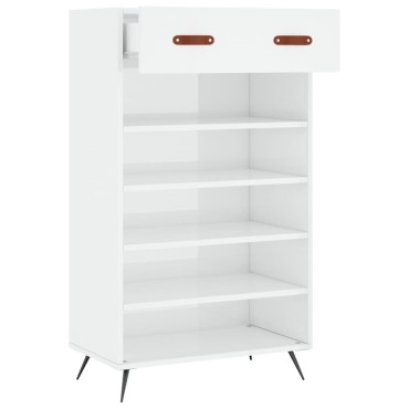vidaXL Παπουτσοθήκη Γυαλιστερό Λευκό 60x35x105cm Επεξεργασμένο Ξύλο