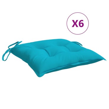 vidaXL Μαξιλάρια Καρέκλας 6 τεμ. Τιρκουάζ 40x40x7cm Υφασμάτινα