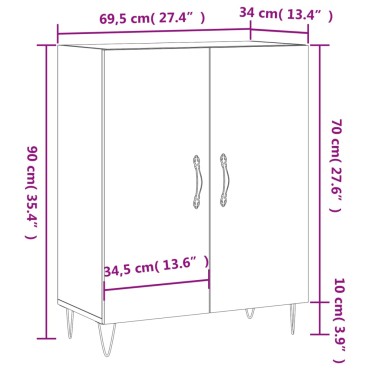 vidaXL Ντουλάπι Γυαλιστερό Λευκό 69,5x34x90cm Επεξεργασμένο Ξύλο 1 τεμ.