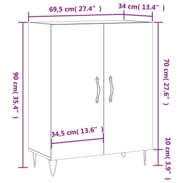 vidaXL Ντουλάπι Γκρι Σκυροδέματος 69,5x34x90cm Επεξεργασμένο Ξύλο 1 τεμ.
