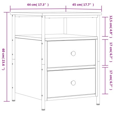 vidaXL Κομοδίνο Καφέ Δρυς 44x45x60cm από Επεξεργασμένο Ξύλο 1 τεμ.