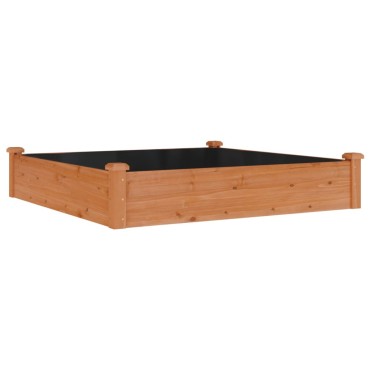vidaXL Ζαρντινιέρα Υπερυψ. με Επένδυση Καφέ 120x120x25 εκ. Μασίφ Ελάτη