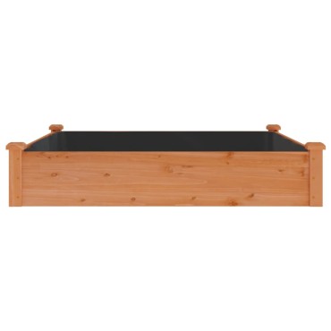 vidaXL Ζαρντινιέρα Υπερυψ. με Επένδυση Καφέ 120x120x25 εκ. Μασίφ Ελάτη
