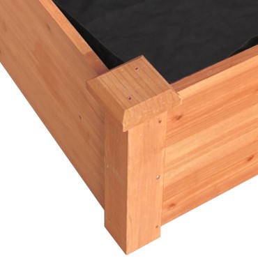 vidaXL Ζαρντινιέρα Υπερυψ. με Επένδυση Καφέ 120x120x25 εκ. Μασίφ Ελάτη