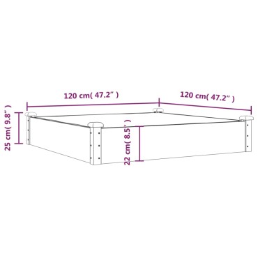 vidaXL Ζαρντινιέρα Υπερυψ. με Επένδυση Καφέ 120x120x25 εκ. Μασίφ Ελάτη