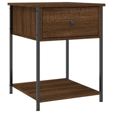 vidaXL Κομοδίνα 2 τεμ. Καφέ Δρυς 44x45x58cm από Επεξεργασμένο Ξύλο