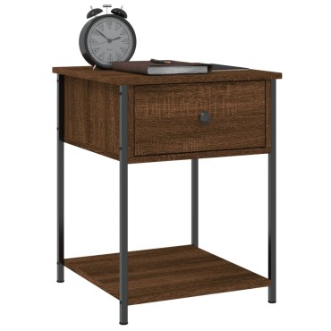 vidaXL Κομοδίνα 2 τεμ. Καφέ Δρυς 44x45x58cm από Επεξεργασμένο Ξύλο