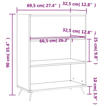 vidaXL Βιβλιοθήκη Καπνιστή Δρυς 69,5x32,5x90cm από Επεξεργ. Ξύλο 1 τεμ.