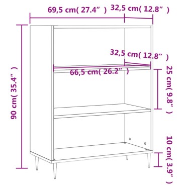 vidaXL Βιβλιοθήκη Καπνιστή Δρυς 69,5x32,5x90cm από Επεξεργ. Ξύλο 1 τεμ.