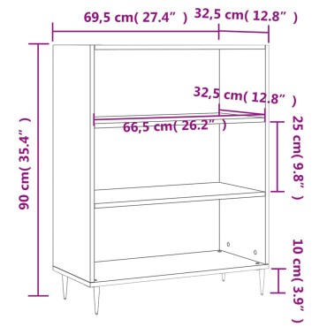 vidaXL Βιβλιοθήκη Γκρι Sonoma 69,5x32,5x90cm από Επεξεργ. Ξύλο 1 τεμ.