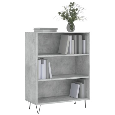 vidaXL Βιβλιοθήκη Γκρι Σκυροδέματος 69,5x32,5x90cm Επεξεργ. Ξύλο 1 τεμ.