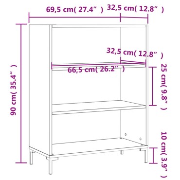 vidaXL Βιβλιοθήκη Καπνιστή Δρυς 69,5x32,5x90cm από Επεξεργ. Ξύλο 1 τεμ.