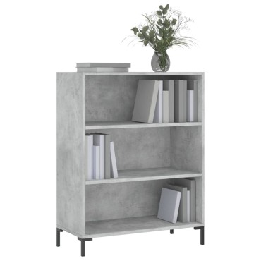 vidaXL Βιβλιοθήκη Γκρι Σκυροδέματος 69,5x32,5x90cm Επεξεργ. Ξύλο 1 τεμ.
