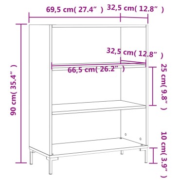 vidaXL Βιβλιοθήκη Γκρι Σκυροδέματος 69,5x32,5x90cm Επεξεργ. Ξύλο 1 τεμ.