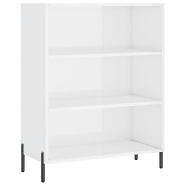 vidaXL Ραφιέρα Γυαλιστερό Λευκό 69,5x32,5x90cm από Επεξεργ. Ξύλο 1 τεμ.