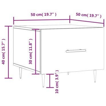 vidaXL Τραπεζάκι Σαλονιού Καπνιστή Δρυς 50x50x40cm Επεξεργασμ. Ξύλο 1 τεμ.