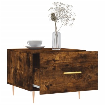 vidaXL Τραπεζάκι Σαλονιού Καπνιστή Δρυς 50x50x40cm Επεξεργασμ. Ξύλο 1 τεμ.
