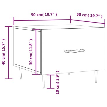 vidaXL Τραπεζάκι Σαλονιού Καπνιστή Δρυς 50x50x40cm Επεξεργασμ. Ξύλο 1 τεμ.