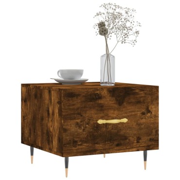 vidaXL Τραπεζάκι Σαλονιού Καπνιστή Δρυς 50x50x40cm Επεξεργασμ. Ξύλο 1 τεμ.