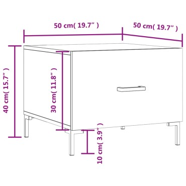 vidaXL Τραπεζάκι Σαλονιού Καφέ Δρυς 50x50x40cm Επεξεργασμένο Ξύλο 1 τεμ.