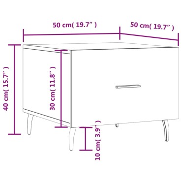vidaXL Τραπεζάκι Σαλονιού Καφέ Δρυς 50x50x40cm Επεξεργασμένο Ξύλο 1 τεμ.