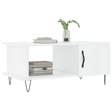 vidaXL Τραπεζάκι Σαλονιού Γυαλ. Λευκό 90x50x40cm Επεξεργ. Ξύλο 1 τεμ.