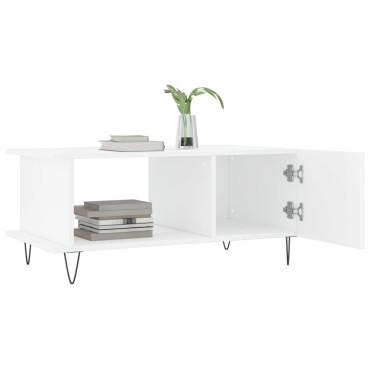 vidaXL Τραπεζάκι Σαλονιού Γυαλ. Λευκό 90x50x40cm Επεξεργ. Ξύλο 1 τεμ.