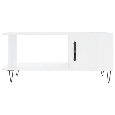 vidaXL Τραπεζάκι Σαλονιού Γυαλ. Λευκό 90x50x40cm Επεξεργ. Ξύλο 1 τεμ.