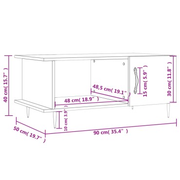 vidaXL Τραπεζάκι Σαλονιού Καφέ Δρυς 90x50x40cm Επεξεργασμένο Ξύλο 1 τεμ.