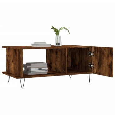vidaXL Τραπεζάκι Σαλονιού Καπνιστή Δρυς 90x50x40cm Επεξεργασμ. Ξύλο 1 τεμ.
