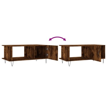 vidaXL Τραπεζάκι Σαλονιού Καπνιστή Δρυς 90x50x40cm Επεξεργασμ. Ξύλο 1 τεμ.