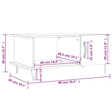 vidaXL Τραπεζάκι Σαλονιού Γκρι Sonoma 90x50x40cm Επεξεργασμένο Ξύλο 1 τεμ.