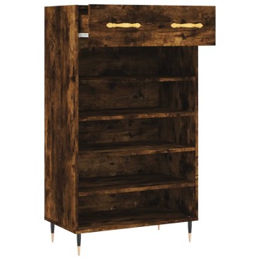 vidaXL Παπουτσοθήκη Καπνιστή Δρυς 60x35x105cm από Επεξεργ. Ξύλο 1 τεμ.