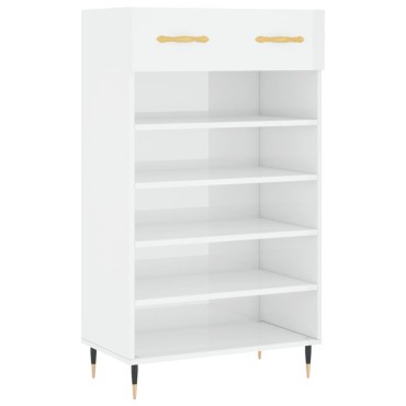 vidaXL Παπουτσοθήκη Γυαλιστερό Λευκό 60x35x105cm Επεξεργασμένο Ξύλο 1 τεμ.