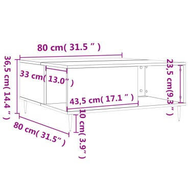 vidaXL Τραπεζάκι Σαλονιού Γκρι Sonoma 80x80x36,5cm Επεξεργασμένο Ξύλο 1 τεμ.