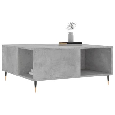 vidaXL Τραπεζάκι Σαλονιού Γκρι Σκυροδ. 80x80x36,5cm Επεξεργ. Ξύλο 1 τεμ.