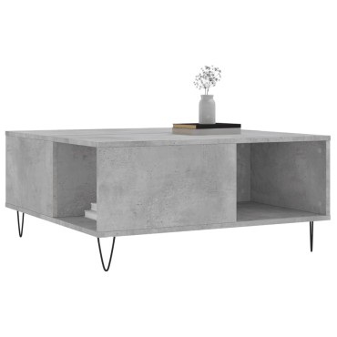 vidaXL Τραπεζάκι Σαλονιού Γκρι Σκυροδ. 80x80x36,5cm Επεξεργ. Ξύλο 1 τεμ.