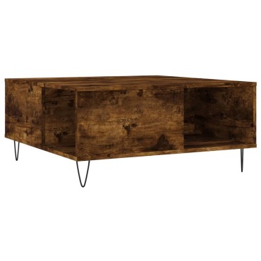 vidaXL Τραπεζάκι Σαλονιού Καπνιστή Δρυς 80x80x36,5cm Επεξεργασμ. Ξύλο 1 τεμ.